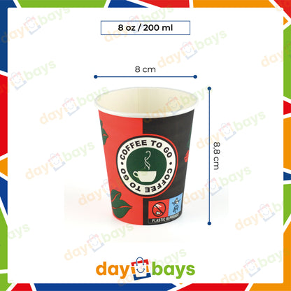 DayBays Kaffeebecher 8oz/200ml Ø8cm " Coffee To Go Becher " Pappe mit PE-beschichtet