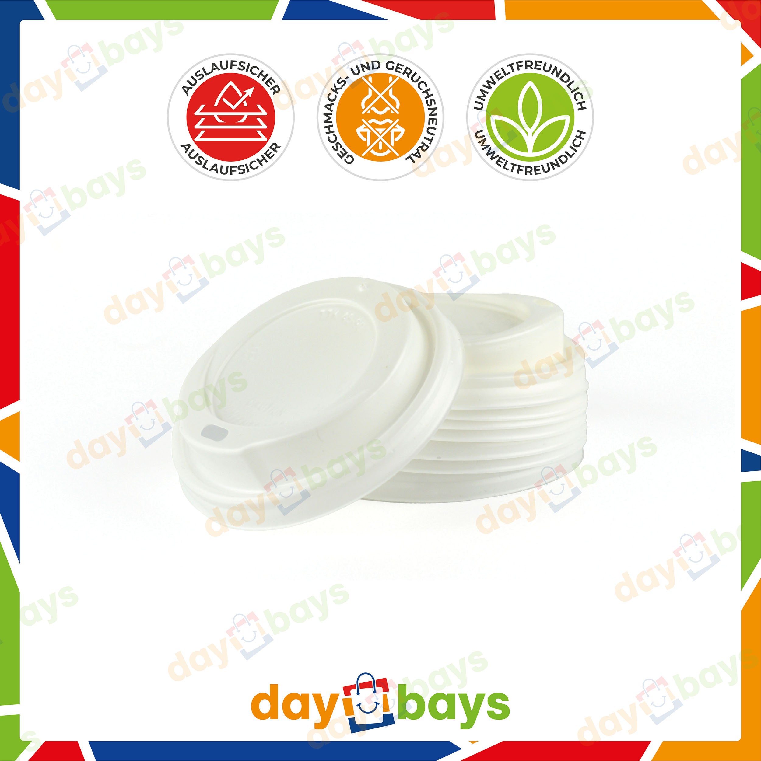 DayBays Deckel für Kaffeebecher Ø90mm "Coffee To Go Becher Deckel für 300ml/400ml" weiß