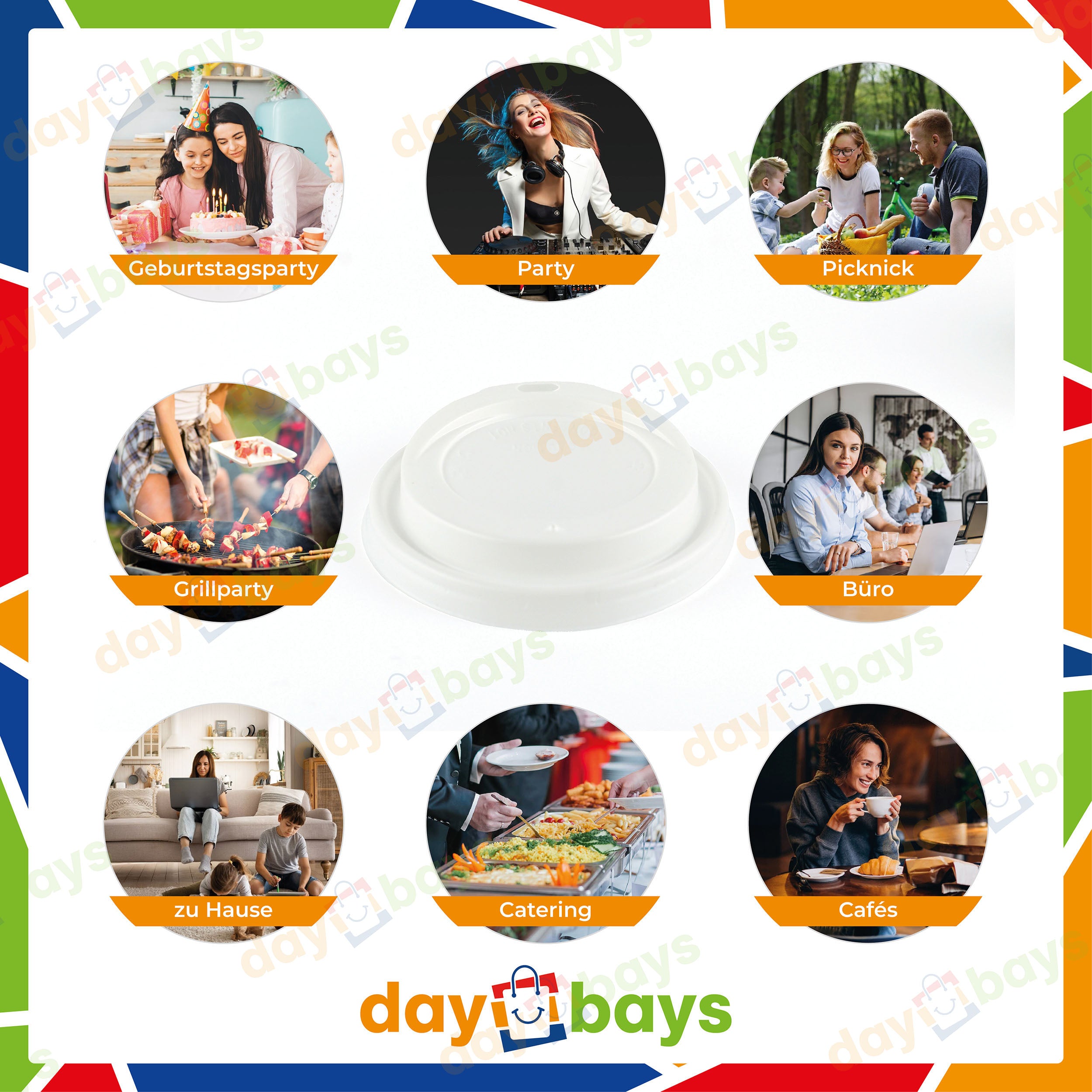 DayBays Deckel für Kaffeebecher Ø80 mm "Coffee To Go Becher Deckel für 200ml/300ml" weiß
