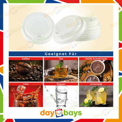 DayBays Deckel für Kaffeebecher Ø80 mm "Coffee To Go Becher Deckel für 200ml/300ml" weiß