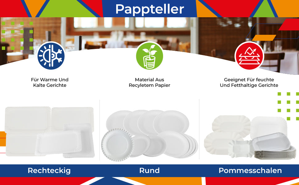 DayBays Pappteller 13x20 cm rechteckig weiß ohne Beschichtung
