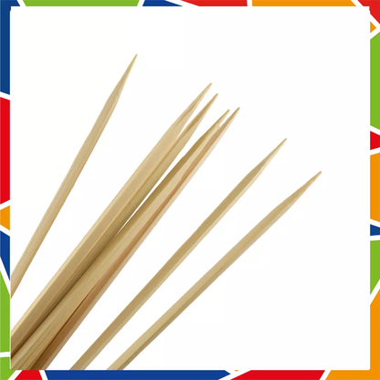 DayBays Saschlikspieße aus 100% Bambus 30 cm Rund mit Scharfe und Flache Spitze