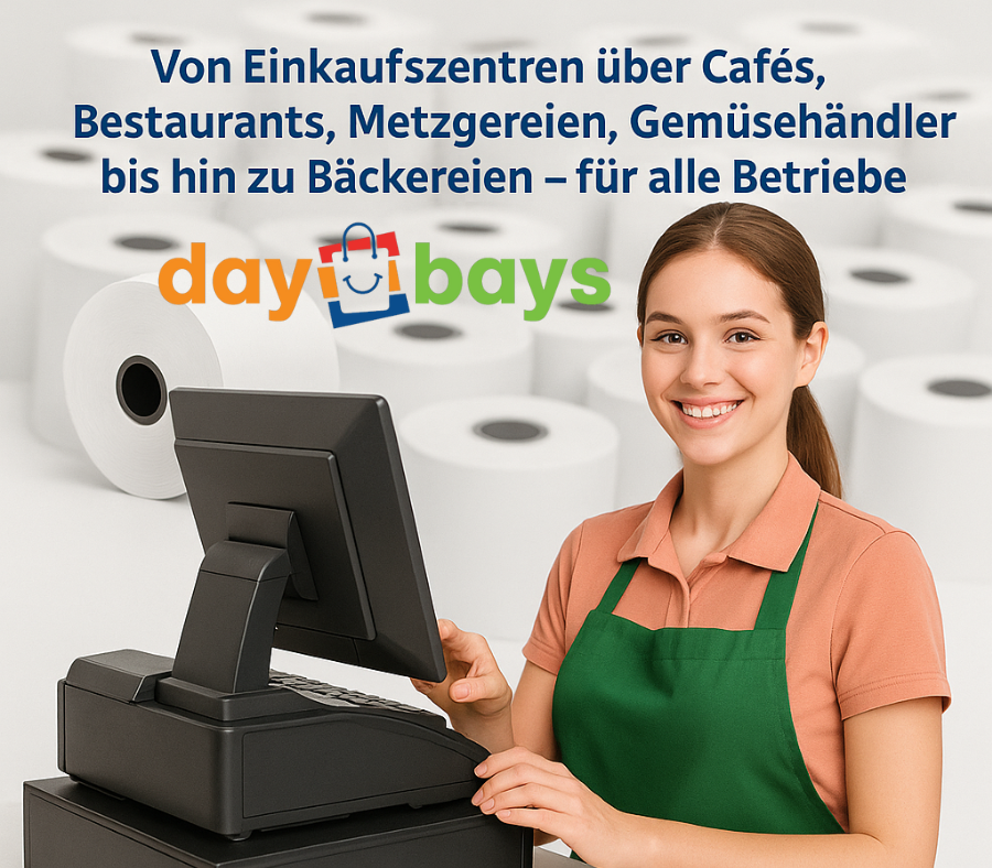 DayBays Thermorolle 57x60x12 mm 50 meter pro Rolle Kassenrollen aus Papier