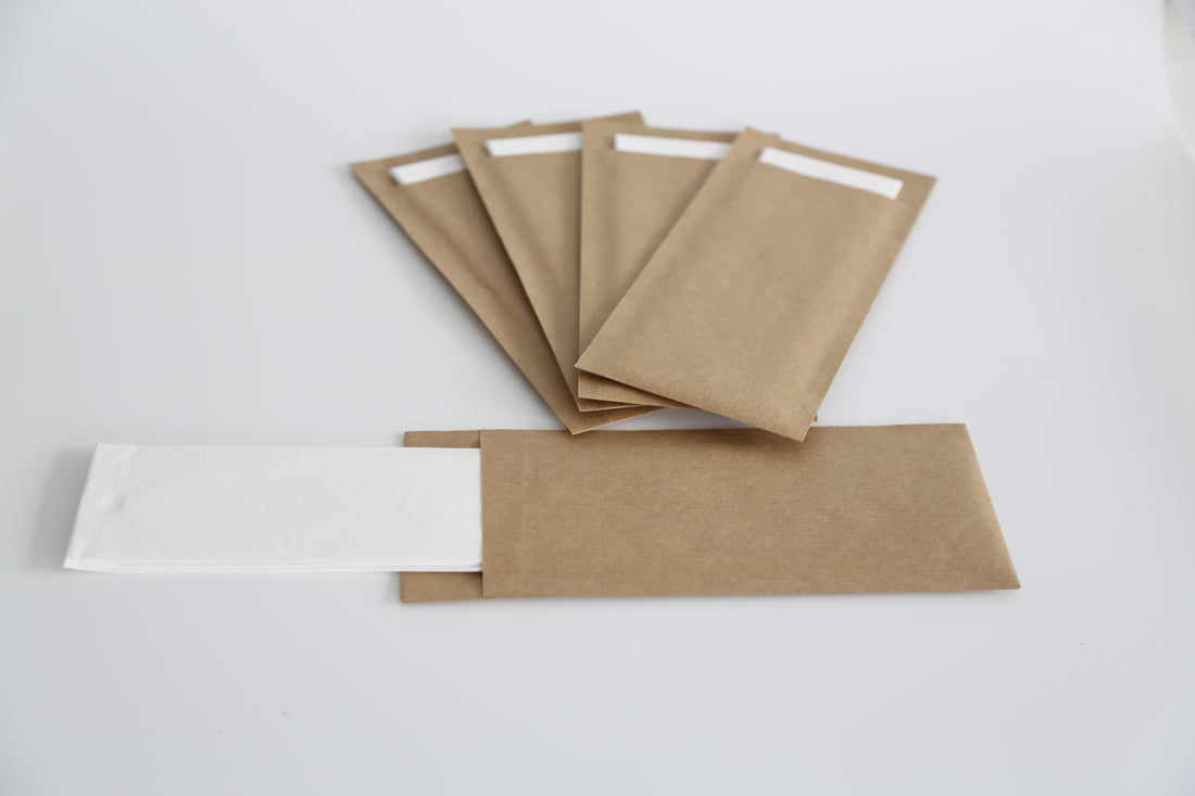 DayBays Bestecktaschen mit farbiger Serviette (Grün) 330x330 mm 2-lagig 1/8 Falz