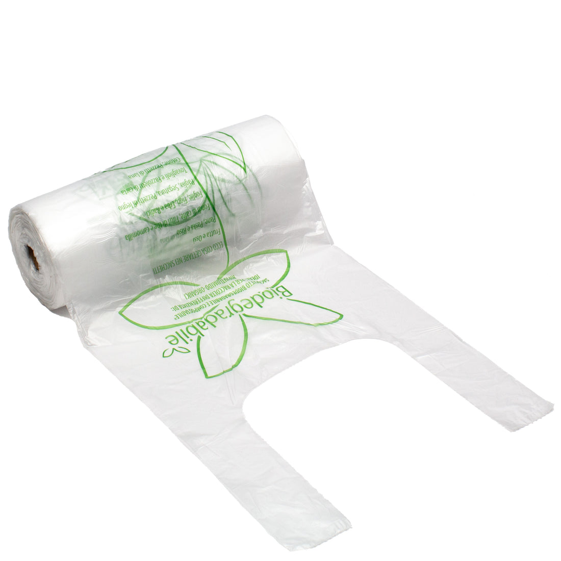 bio knotenbeutel auf Rolle 5 Kg 22+12x47 cm Biodegradable HDPE Transparent Extra Stark