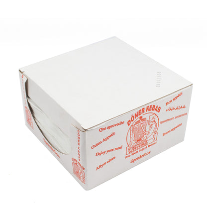 döner kebap tüten 16x16 cm weiss mit rotem Druck "DÖNER KEBAB" 4 kg /Box (Spenderbox)