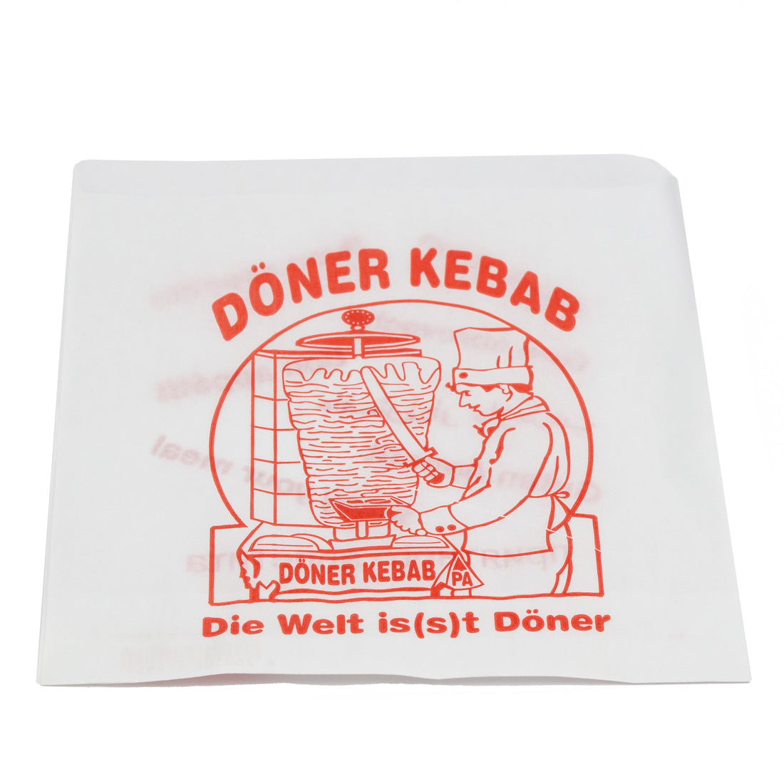 dönertüten 16x16 cm weiss mit rotem Druck "DÖNER KEBAB" 4 kg /Box (Spenderbox)