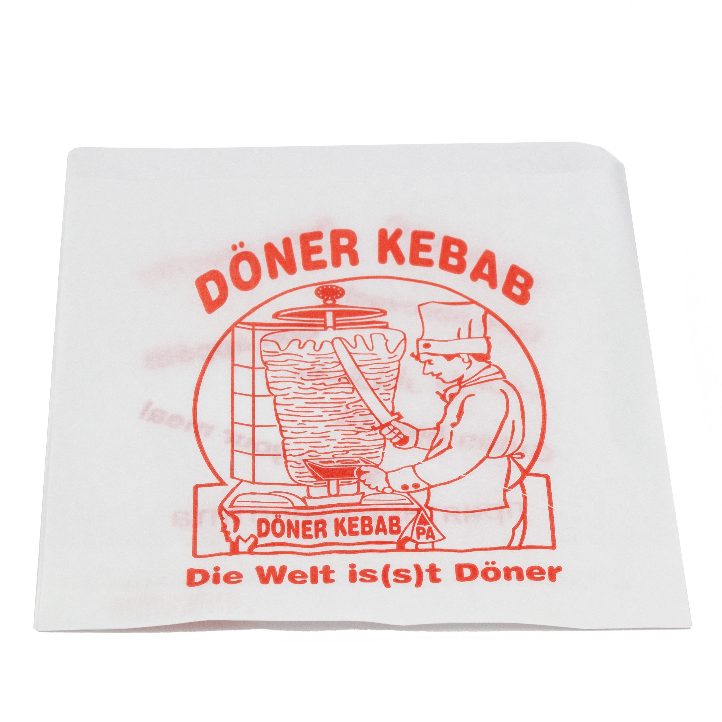 dönertüten 16x16 cm weiss mit rotem Druck "DÖNER KEBAB" 5 kg/Pack = 4xSpender-Box