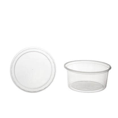 feinkostbecher PP 250 cc. 101x51 mm rund Kombi-Verpackung inklusive passende Deckel