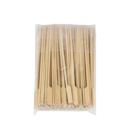 grillspieß aus 100% Bambus für Fingerfood 15 cm mit Grifffähnchen