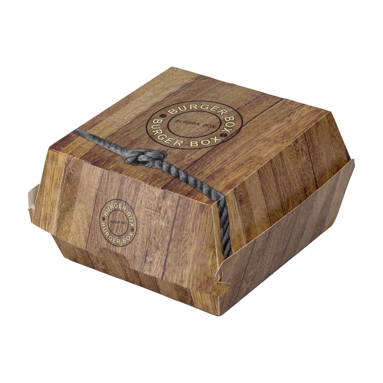 DayBays Hamburgerbox Größe M Wood Design (270 GSM) Kraftpapier mit PE-beschichtet Eckig