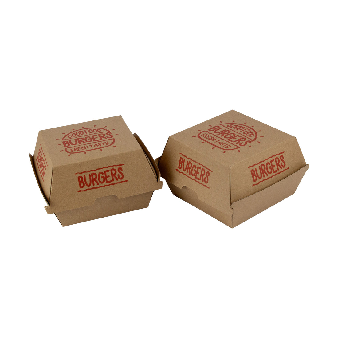 DayBays Hamburgerbox Größe M F-Flut mit Druck "BURGER BOX" Kraftpapier mit PE-beschichtet Eckig