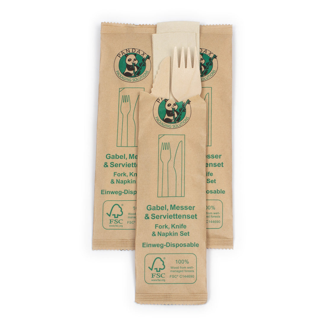 16cm holzgabel holzlöffel holzbesteckset mit servietten