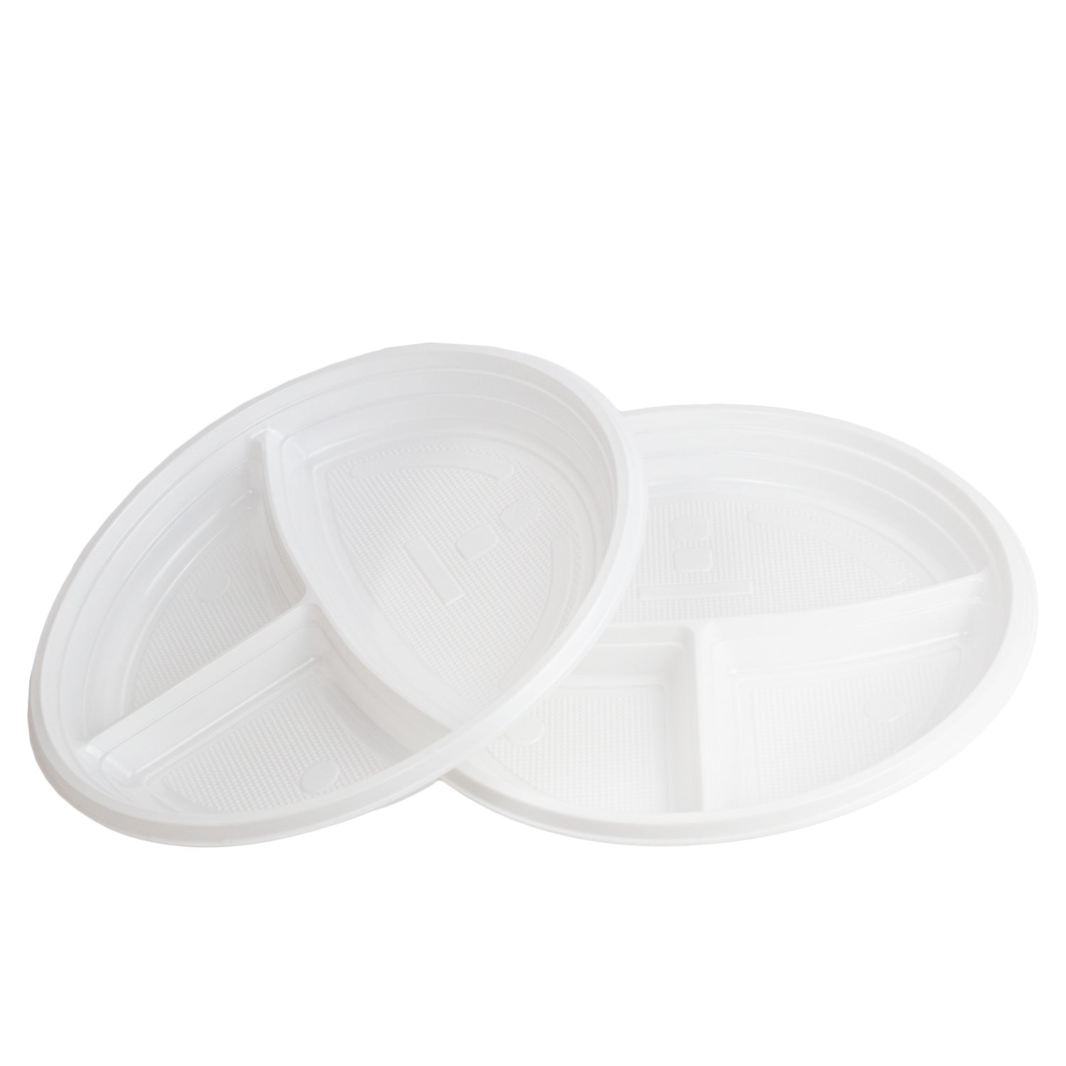 plastikgeschirr 3-geteilt Menüteller Ø22 cm PP weiß Rund Spülmaschinenbeständig