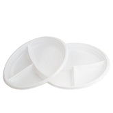 plastikgeschirr 3-geteilt Menüteller Ø22 cm PP weiß Rund Spülmaschinenbeständig
