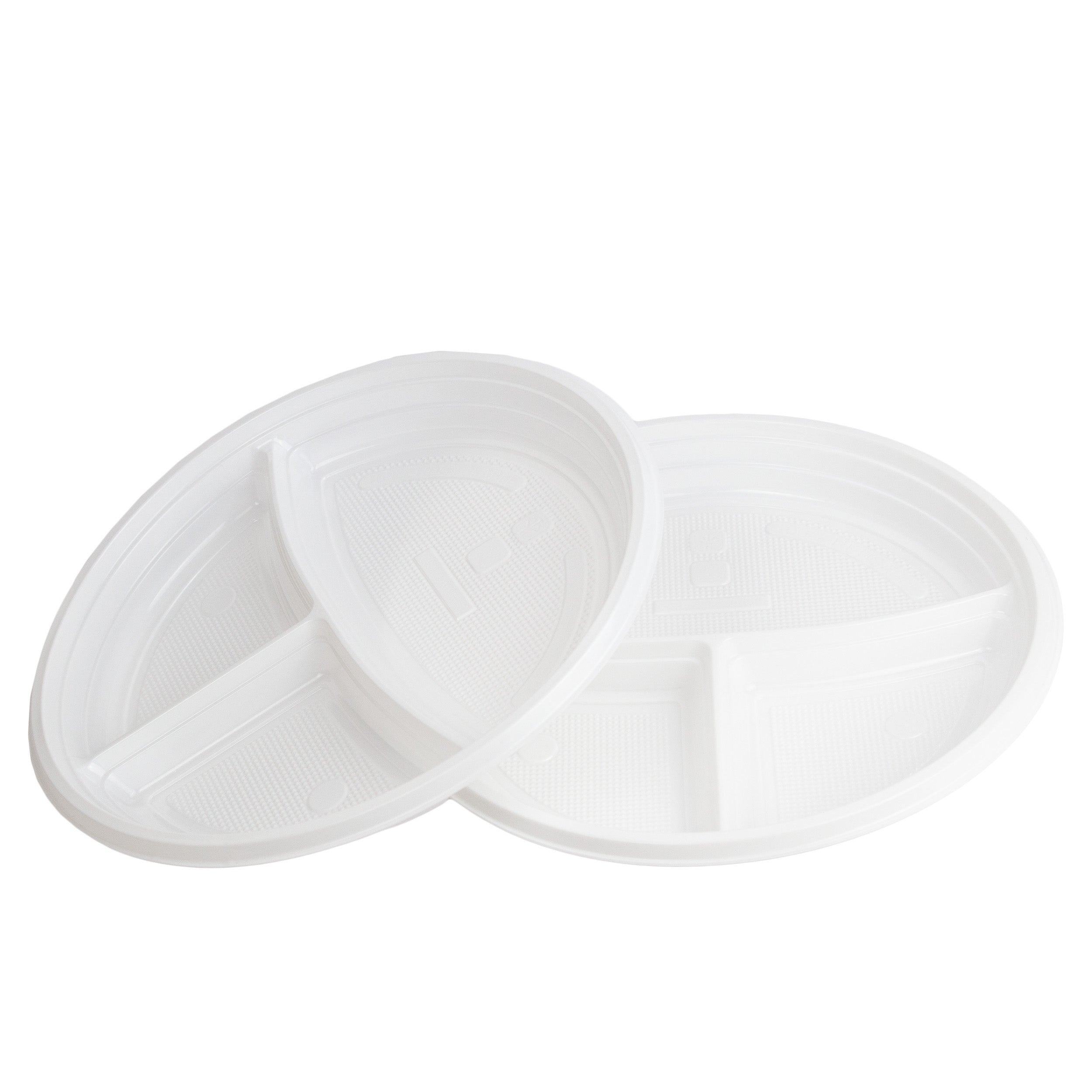 plastikgeschirr 3-geteilt Menüteller Ø22 cm PP weiß Rund Spülmaschinenbeständig