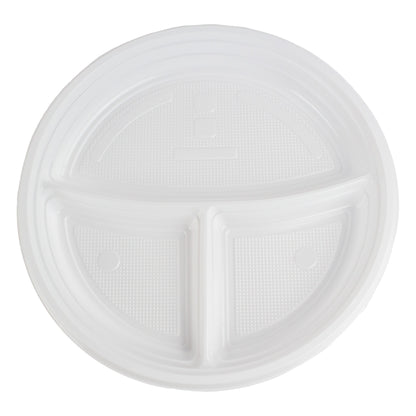 plastikteller 3-geteilt Menüteller Ø22 cm PP weiß Rund Spülmaschinenbeständig
