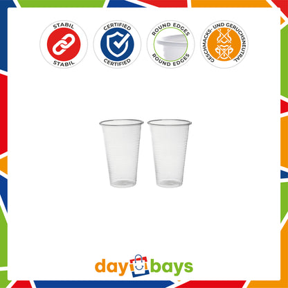 DayBays Trinkbecher 200ml Ø7cm Plastikbecher 0,2L transparent PP