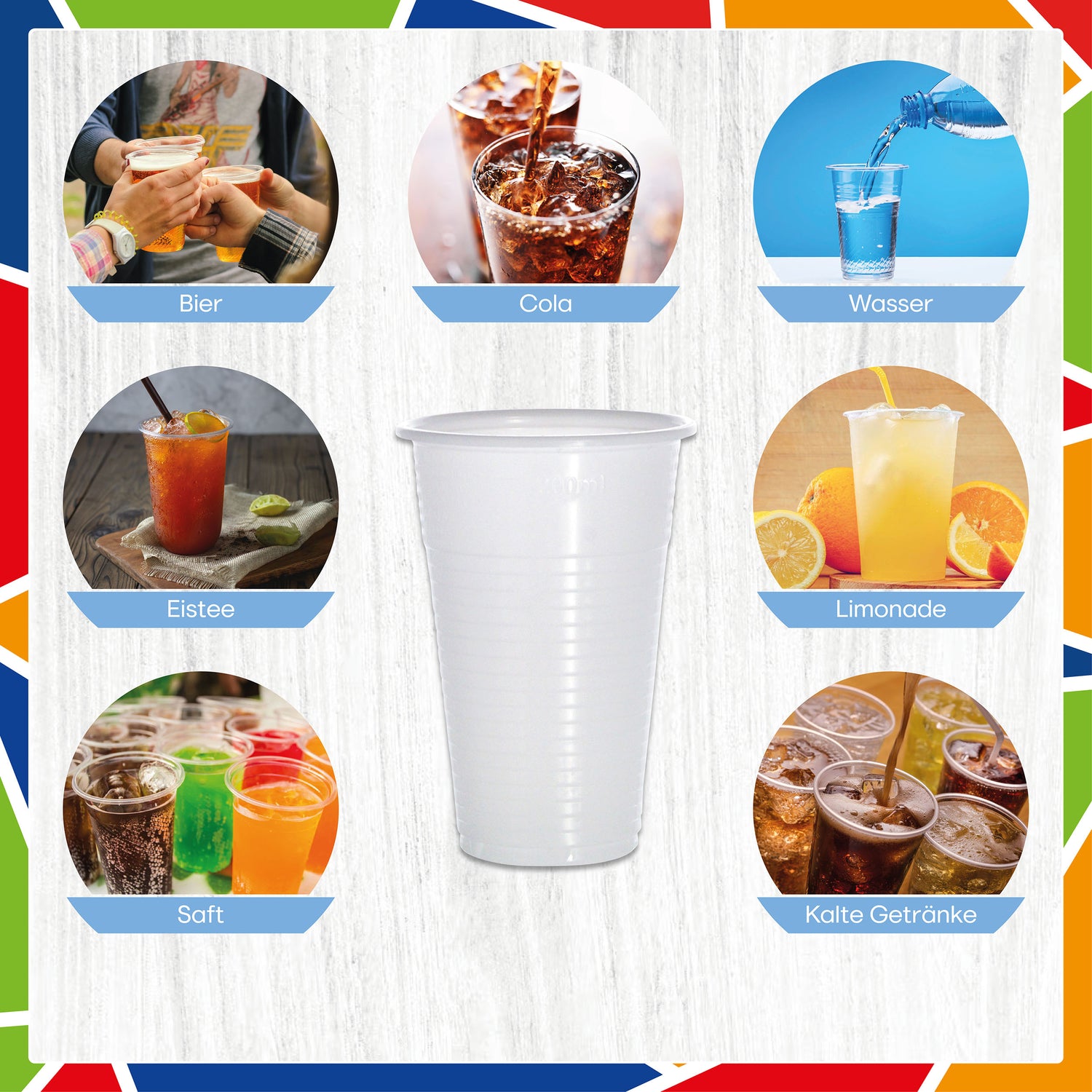 DayBays Trinkbecher 300ml Ø8cm Plastikbecher 0,3L weiß PP