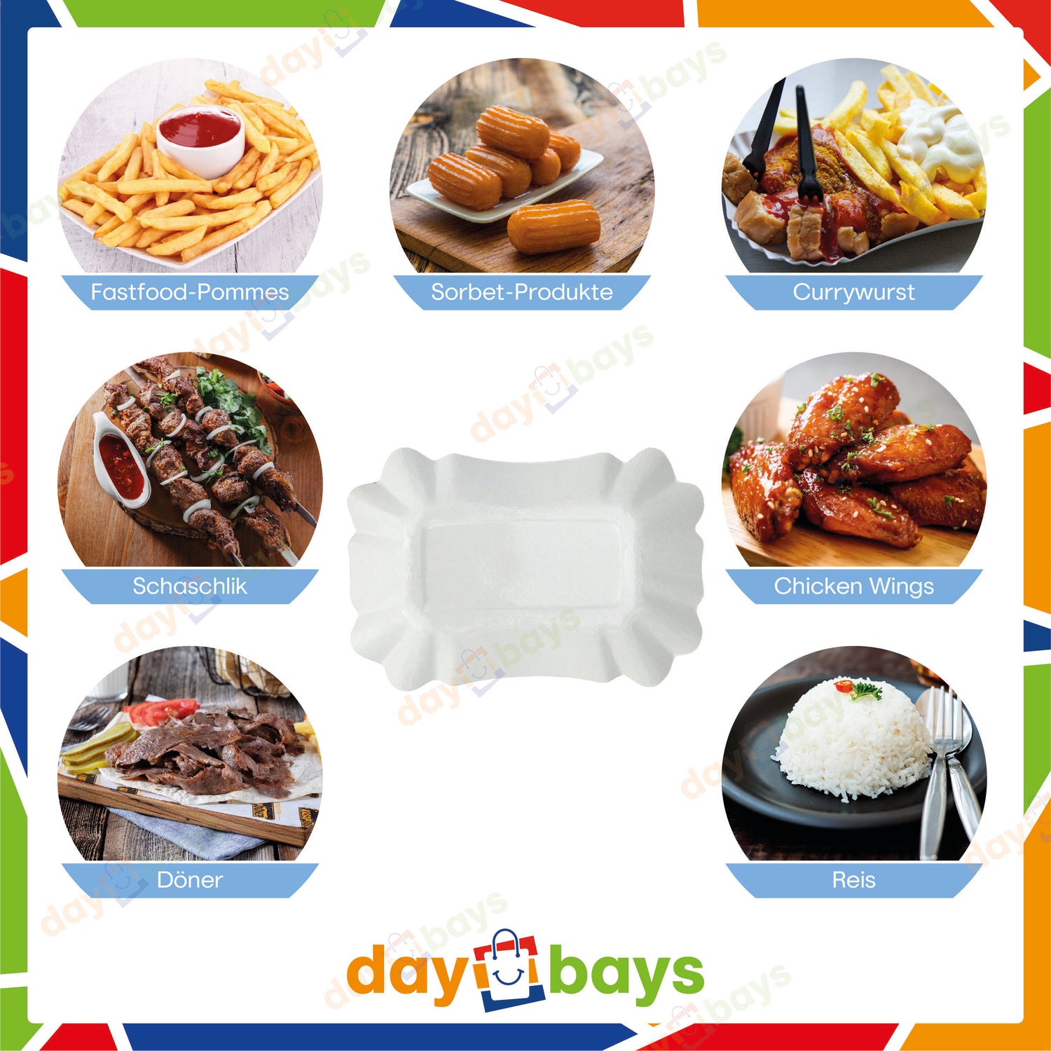 DayBays Pommesschale KU51 ca 9x14x3 cm laminiert weiß ohne Beschichtung