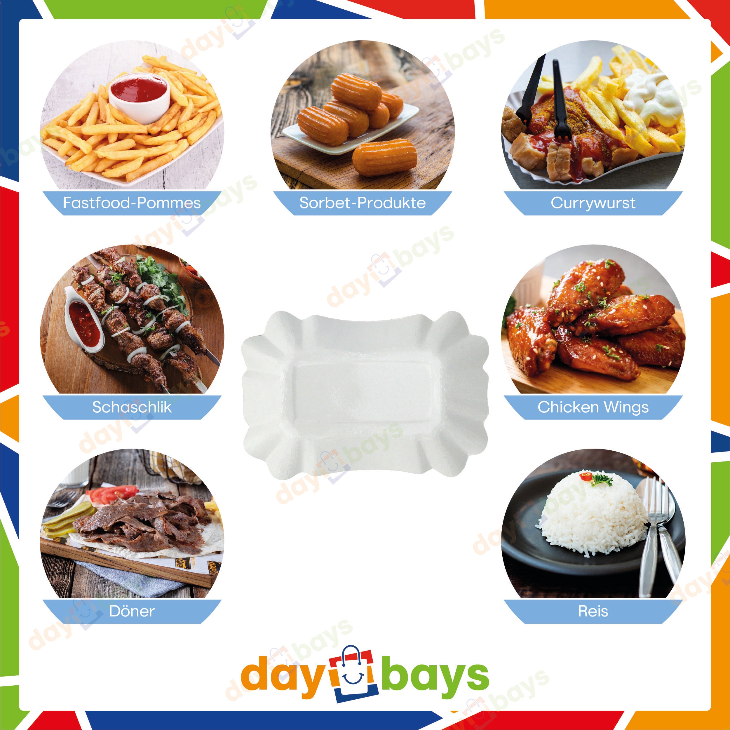 DayBays Pommesschale KU51 ca 9x14x3 cm laminiert weiß ohne Beschichtung