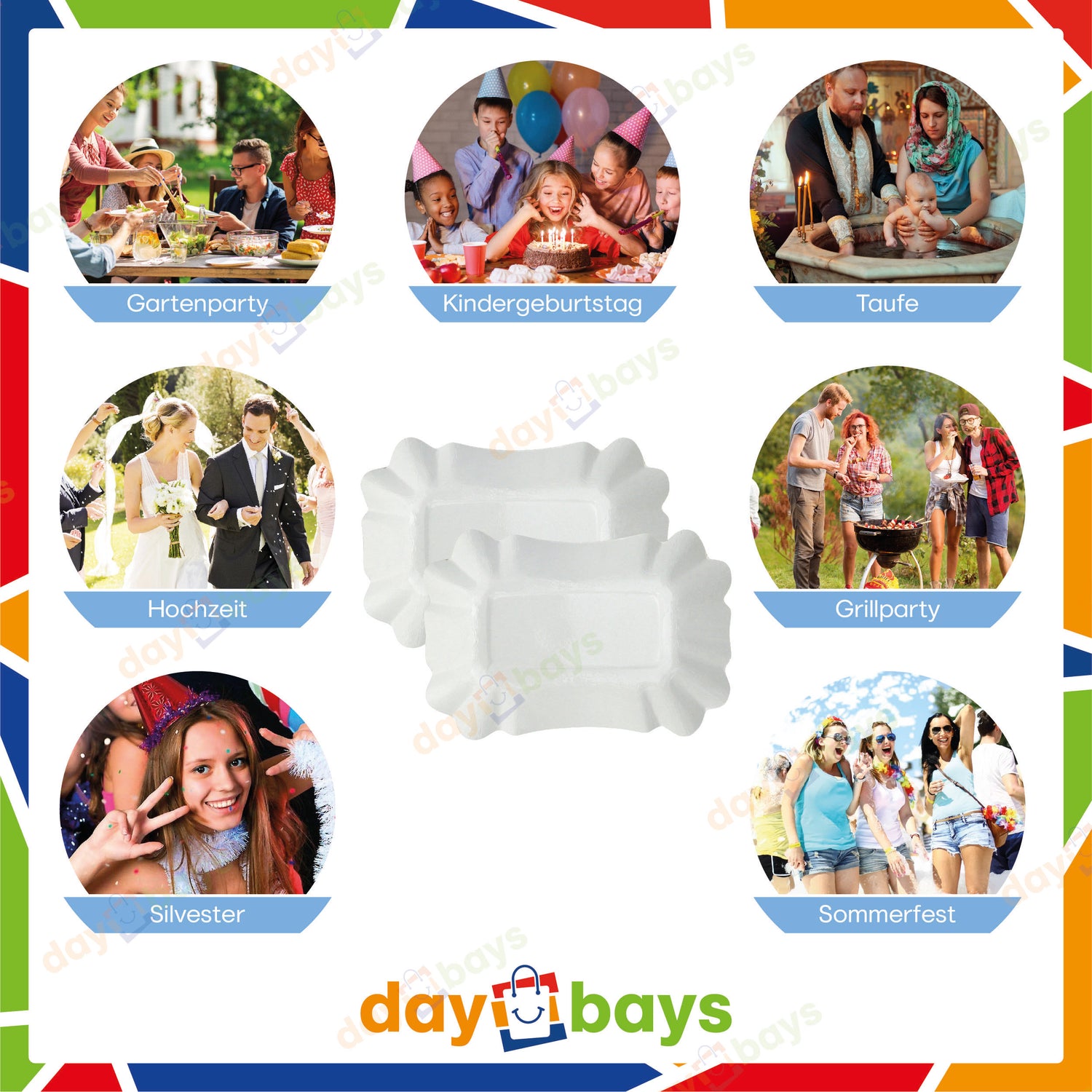 DayBays Pommesschale KU51 ca 9x14x3 cm laminiert weiß ohne Beschichtung