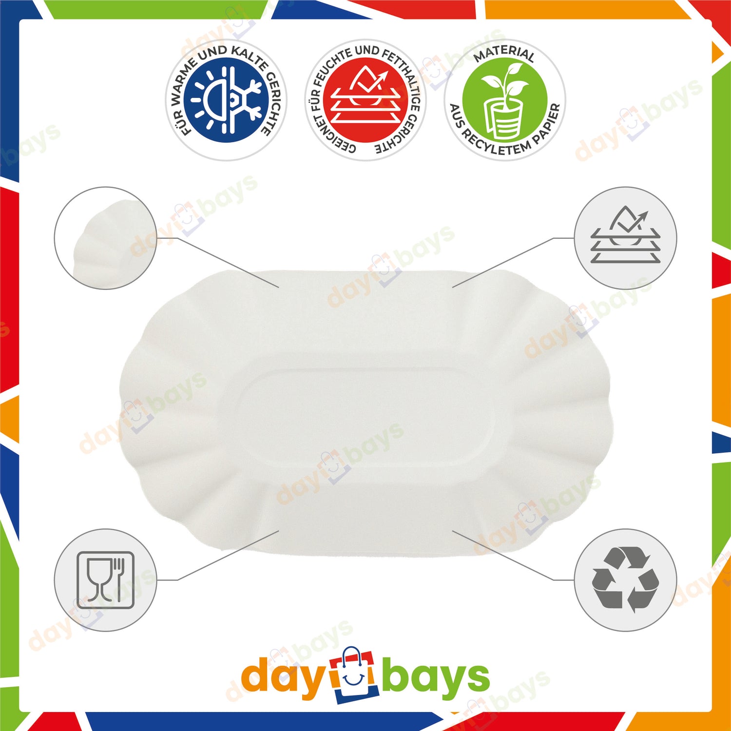 DayBays Pommesschale KUOB 10,5x17,5x3 cm weiß ohne Beschichtung