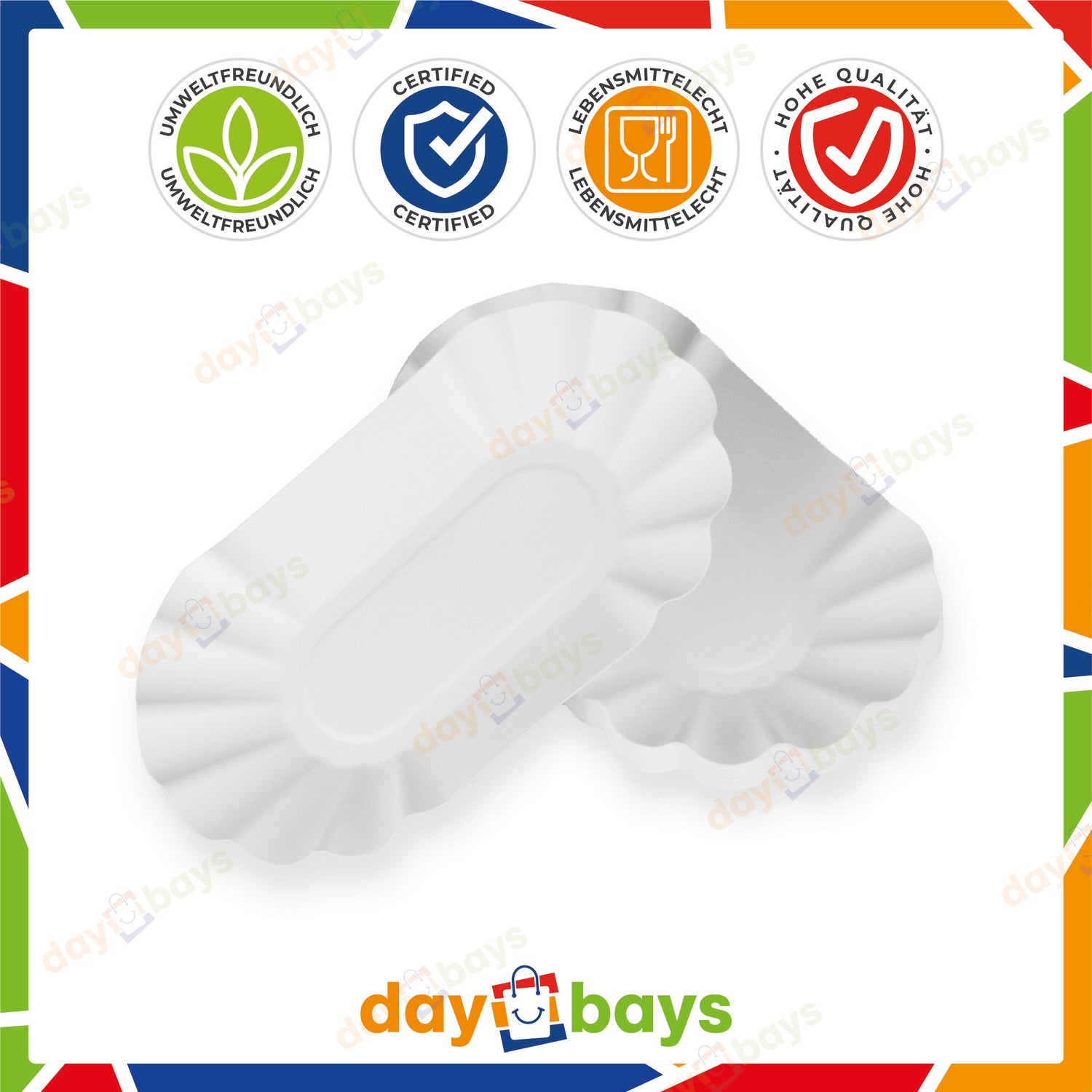 DayBays Pommes-Schalen KU1 ca.11x19,5x3,2 cm weiß laminiert ohne Beschichtung