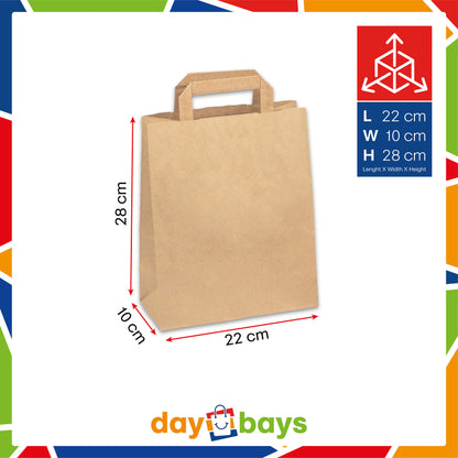 DayBays Papiertüten 22+10x28 cm Braun mit Flachhenkel