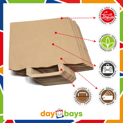 DayBays Papiertüten 26+20x28 cm Braun mit Flachhenkel