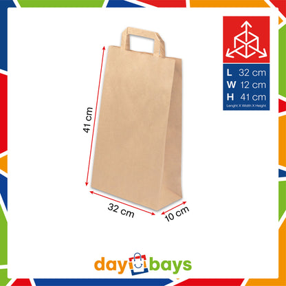 DayBays Papiertüten 32+12x41 cm Braun mit Flachhenkel