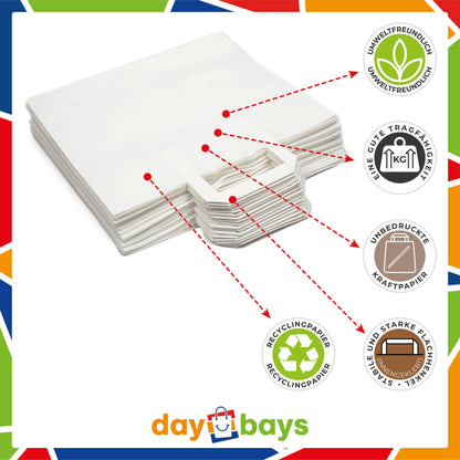 DayBays Papiertüten 32+17x27 cm weiß mit Flachhenkel