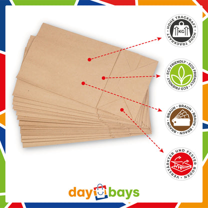 DayBays Blockbodenbeutel 15+9x28 cm Braun