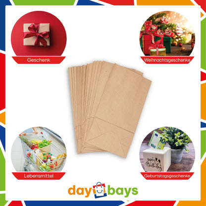 DayBays Blockbodenbeutel 15+9x28 cm Braun