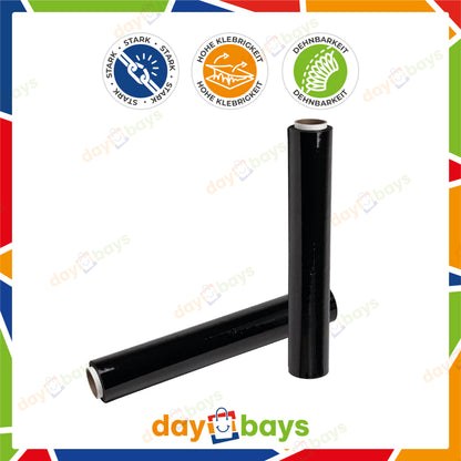 DayBays Stretchfolie Wickelfolie Stretchfolien 23 my 1500 gr 50 cm Schwarz aus PE