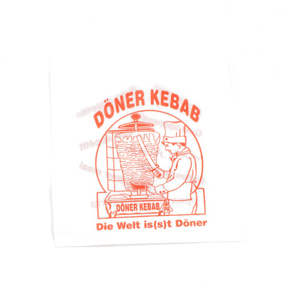 tüten für döner 16x16 cm weiss mit rotem Druck "DÖNER KEBAB" 5 kg/Pack = 4xSpender-Box