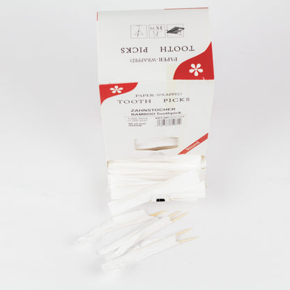 Bamboo zahnstocher einzeln verpackt 65mm (Ø2mm) Tooth Pick gehüllt (paper wrapped)